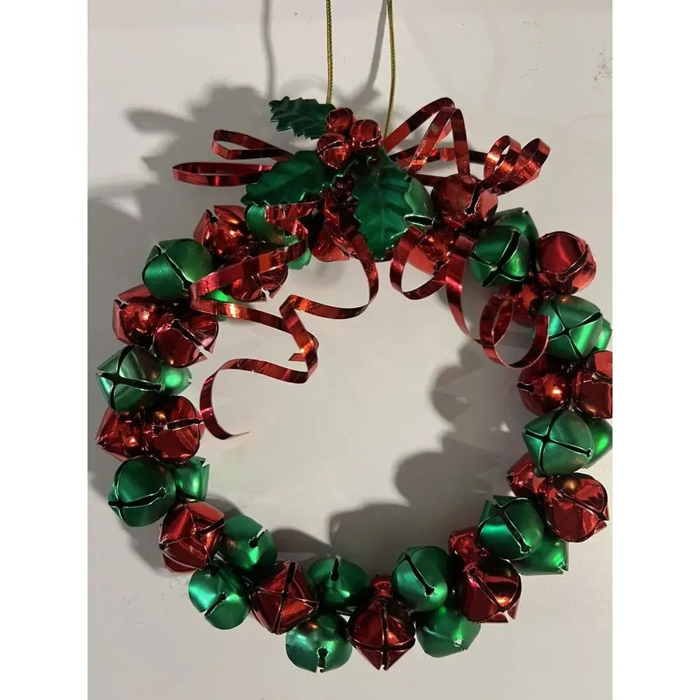 Vintage Christmas Bell Wreath Holiday Door Wall Decor Red/Green